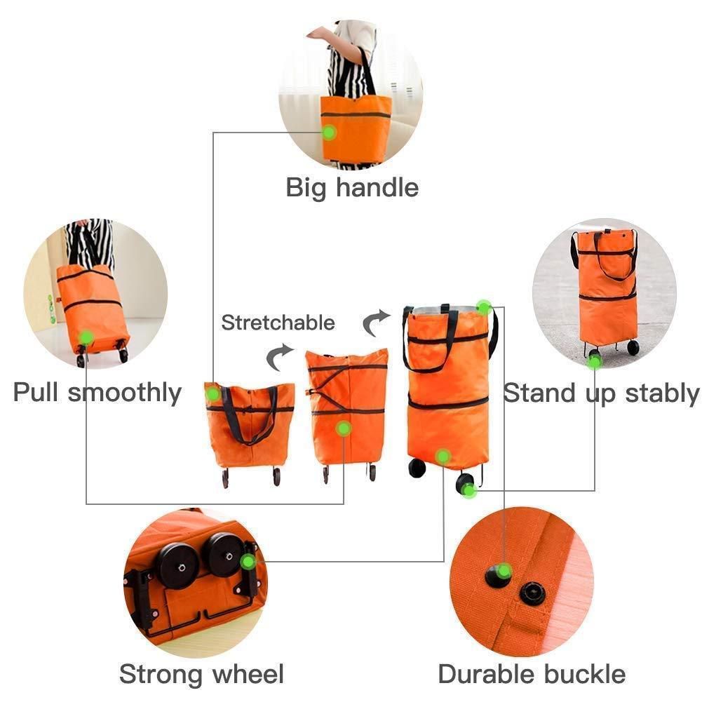 ShopDesi™ Foldable Shopping Cart Bag with Wheels
