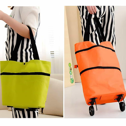 ShopDesi™ Foldable Shopping Cart Bag with Wheels