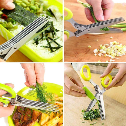 5-Blade Stainless Steel Herb Scissors | Soft Grip Handle & Multi-Purpose