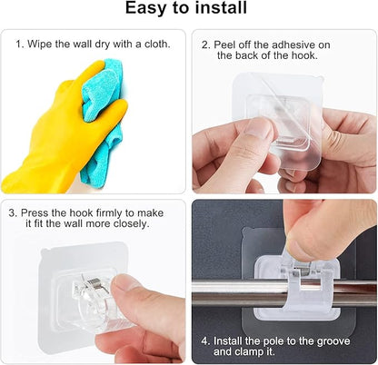 Self Adhesive Rod Clips Hook for Curtains (Pack of 10)