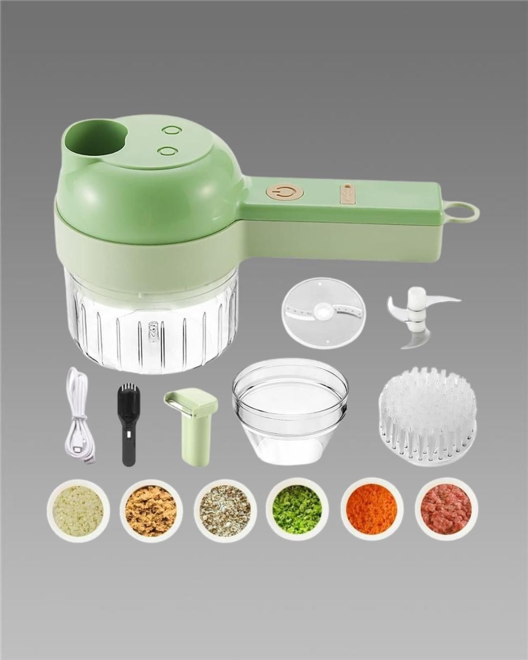 ShopDesi™ 4-in-1 Portable Electric Vegetable Cutter Set