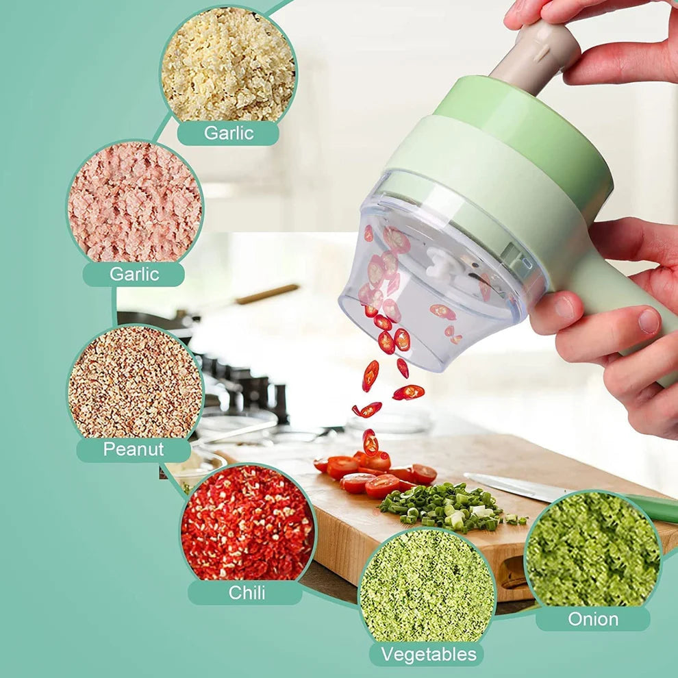 ShopDesi™ 4-in-1 Portable Electric Vegetable Cutter Set