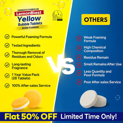 LemonBlast Yellow Bubble Tablets | Odor Eliminator & Blockage Remover