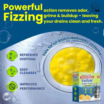 LemonBlast Yellow Bubble Tablets | Odor Eliminator & Blockage Remover