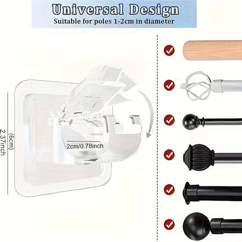 Self Adhesive Rod Clips Hook for Curtains (Pack of 10)
