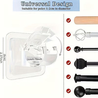 Self Adhesive Rod Clips Hook for Curtains (Pack of 10)