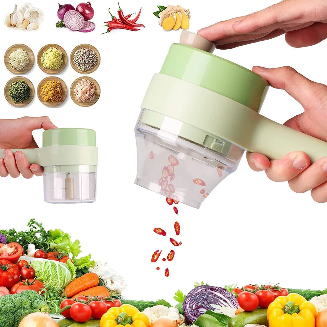 ShopDesi™ 4-in-1 Portable Electric Vegetable Cutter Set