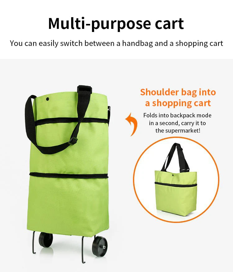 ShopDesi™ Foldable Shopping Cart Bag with Wheels