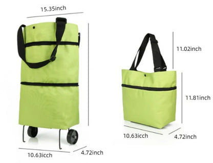 ShopDesi™ Foldable Shopping Cart Bag with Wheels